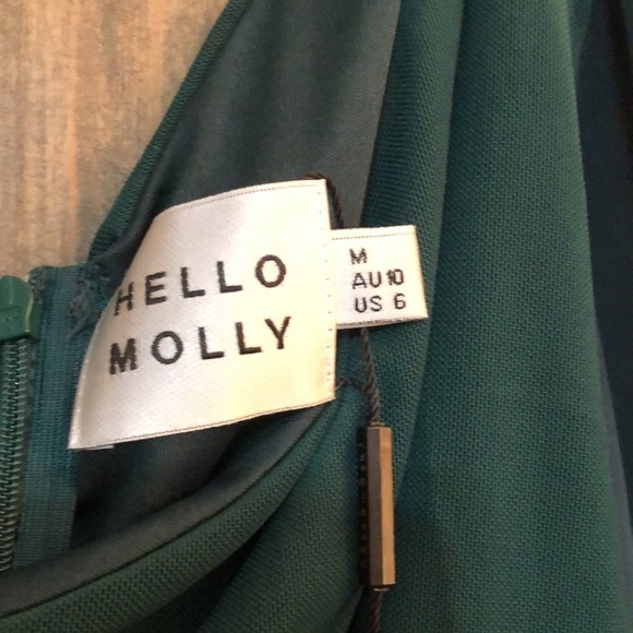 NWT Hello Molly One Shoulder Party It Up Dress in Forest Green in Size Medium - Picture 5 of 8